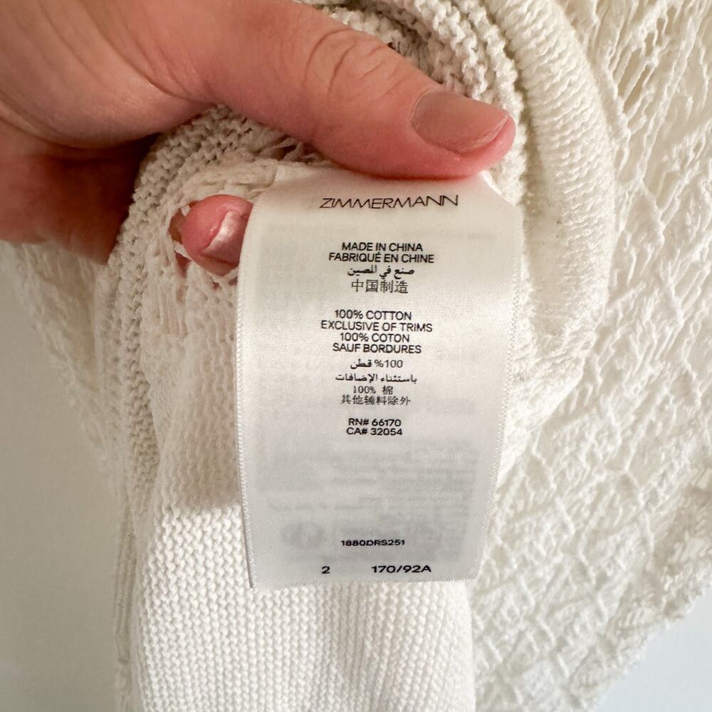 NWT Zimmerman White Knit Wylie Maxi Coverup Dress US 8 - Picture 7 of 7